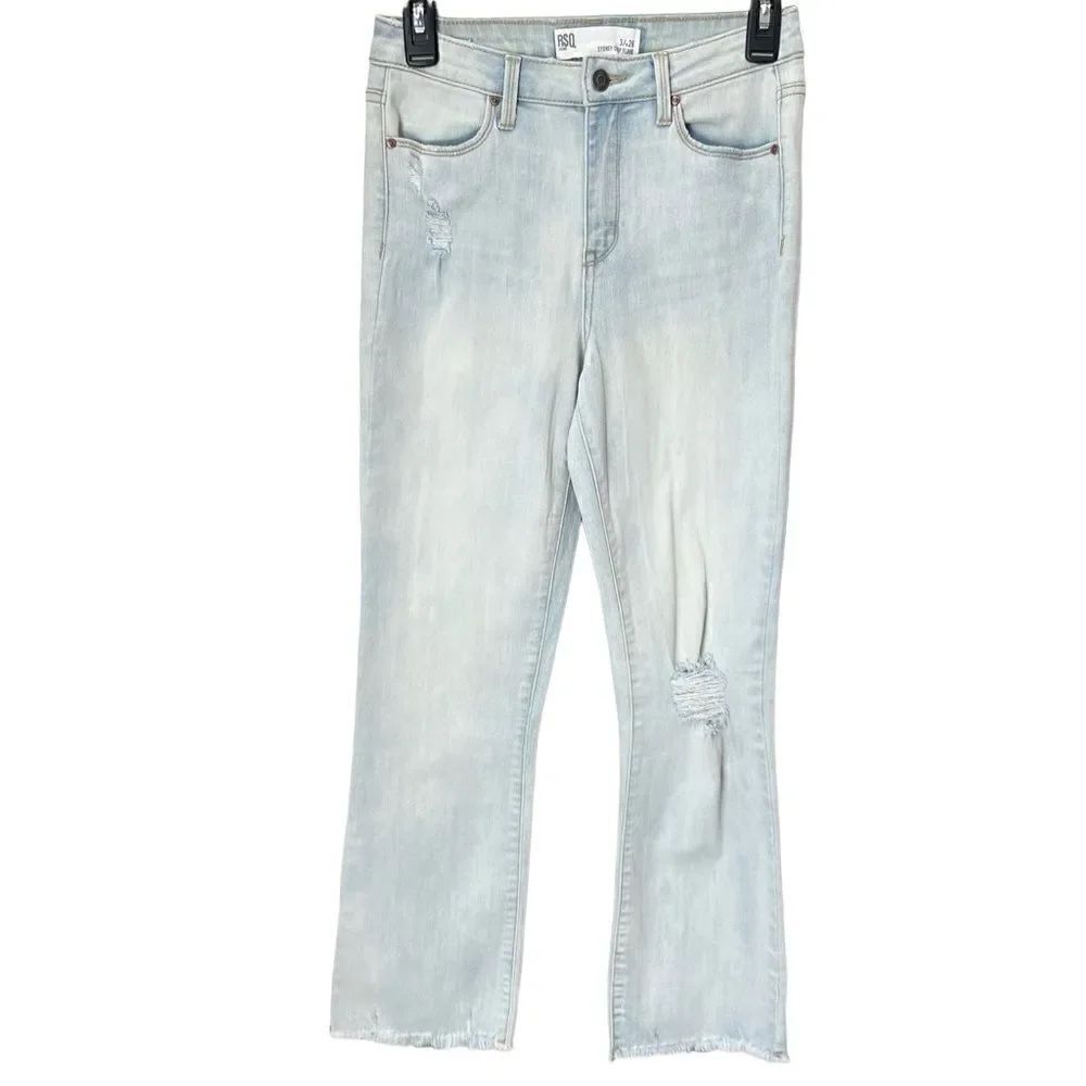 RSQ crop flare jeans distressed light denim Size 3 (26W)